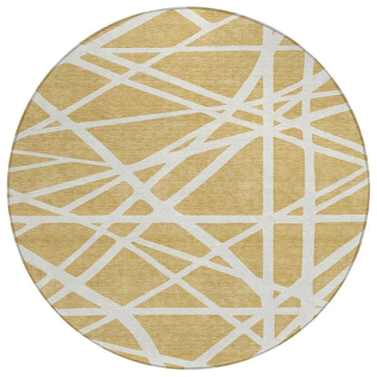 Zephina Gold Washable Indoor-Outdoor Rug-Outdoor Rugs-LOOMLAN Rugs-8' x 8'-LOOMLAN