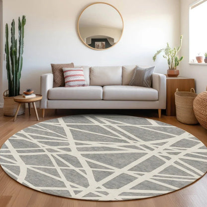 Zephina Gray Washable Indoor-Outdoor Rug-Outdoor Rugs-LOOMLAN Rugs-LOOMLAN
