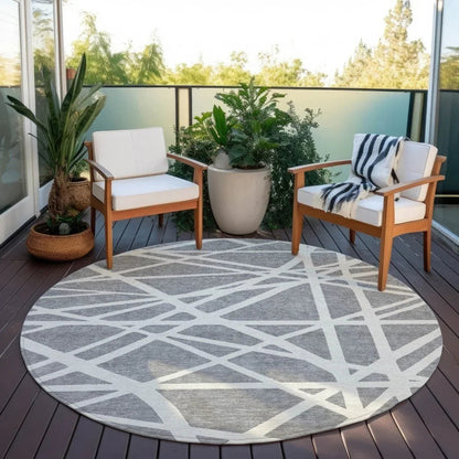 Zephina Gray Washable Indoor-Outdoor Rug-Outdoor Rugs-LOOMLAN Rugs-LOOMLAN