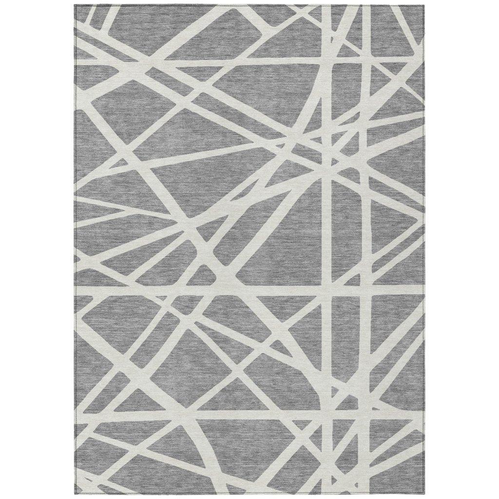 Zephina Gray Washable Indoor-Outdoor Rug-Outdoor Rugs-LOOMLAN Rugs-2'6" x 3'10"-LOOMLAN