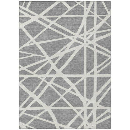 Zephina Gray Washable Indoor-Outdoor Rug-Outdoor Rugs-LOOMLAN Rugs-2'6" x 3'10"-LOOMLAN