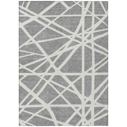Zephina Gray Washable Indoor-Outdoor Rug-Outdoor Rugs-LOOMLAN Rugs-2'6" x 3'10"-LOOMLAN