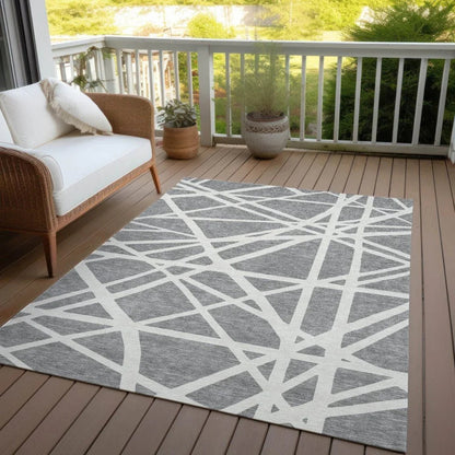 Zephina Gray Washable Indoor-Outdoor Rug-Outdoor Rugs-LOOMLAN Rugs-LOOMLAN