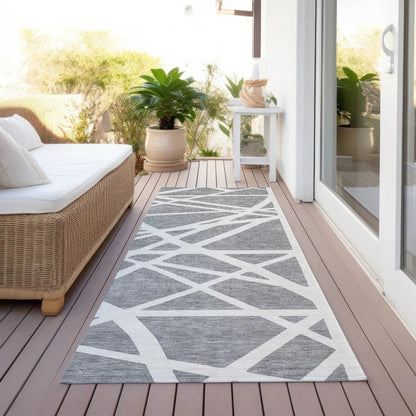Zephina Gray Washable Indoor-Outdoor Rug-Outdoor Rugs-LOOMLAN Rugs-LOOMLAN