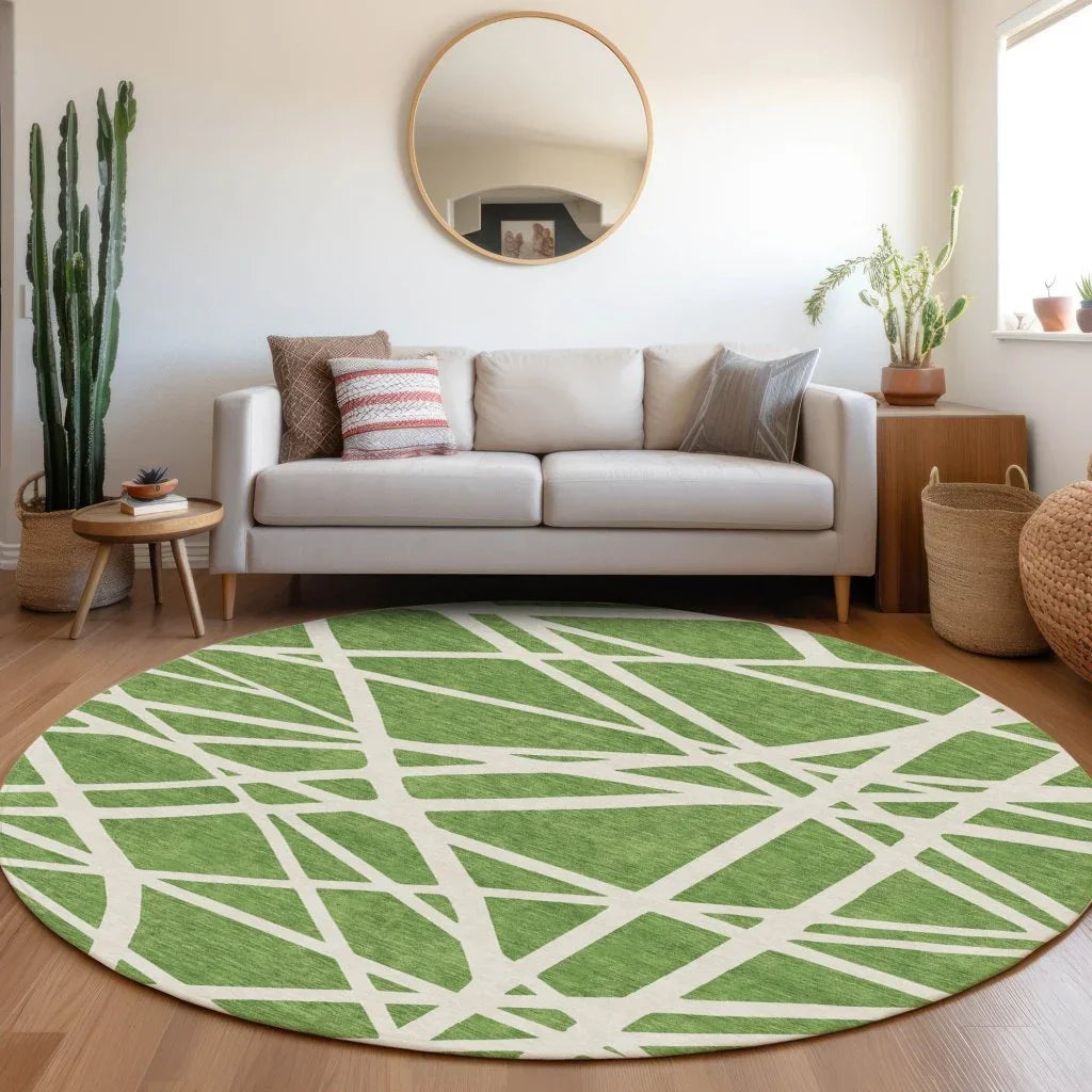 Zephina Green Washable Indoor-Outdoor Rug-Outdoor Rugs-LOOMLAN Rugs-LOOMLAN