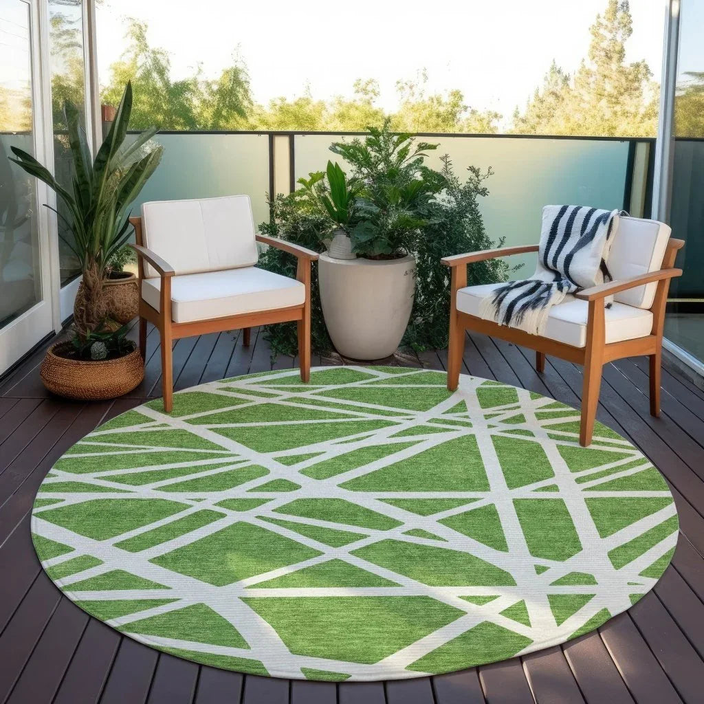 Zephina Green Washable Indoor-Outdoor Rug-Outdoor Rugs-LOOMLAN Rugs-LOOMLAN