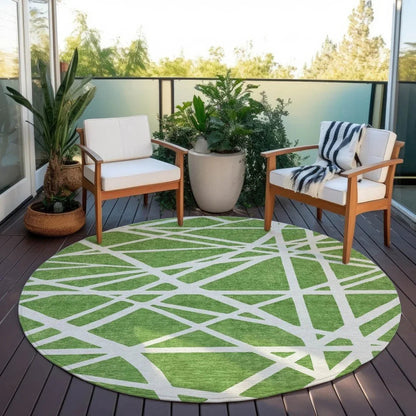 Zephina Green Washable Indoor-Outdoor Rug-Outdoor Rugs-LOOMLAN Rugs-LOOMLAN