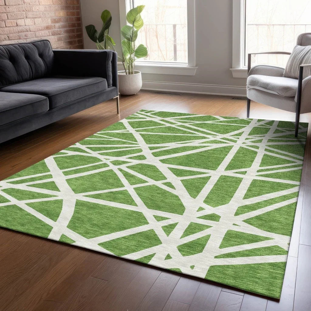 Zephina Green Washable Indoor-Outdoor Rug-Outdoor Rugs-LOOMLAN Rugs-LOOMLAN