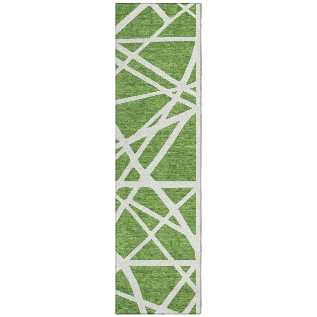 Zephina Green Washable Indoor-Outdoor Rug-Outdoor Rugs-LOOMLAN Rugs-2'3" x 7'6"-LOOMLAN