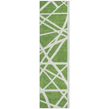 Zephina Green Washable Indoor-Outdoor Rug-Outdoor Rugs-LOOMLAN Rugs-2'3" x 7'6"-LOOMLAN