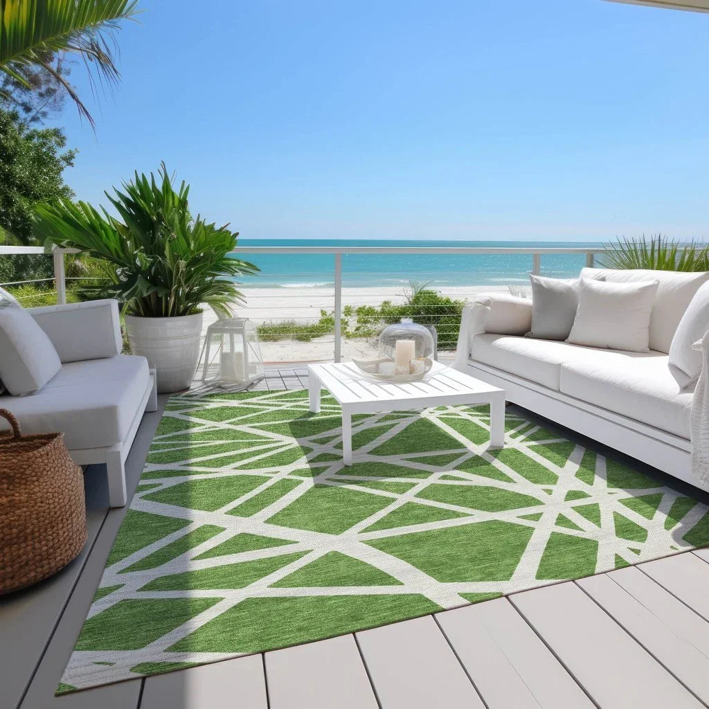 Zephina Green Washable Indoor-Outdoor Rug-Outdoor Rugs-LOOMLAN Rugs-LOOMLAN