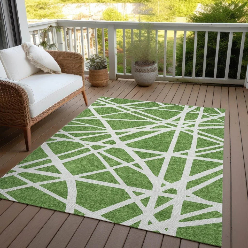 Zephina Green Washable Indoor-Outdoor Rug-Outdoor Rugs-LOOMLAN Rugs-LOOMLAN