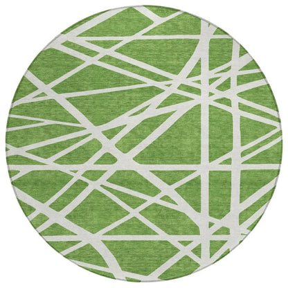 Zephina Green Washable Indoor-Outdoor Rug-Outdoor Rugs-LOOMLAN Rugs-8' x 8'-LOOMLAN
