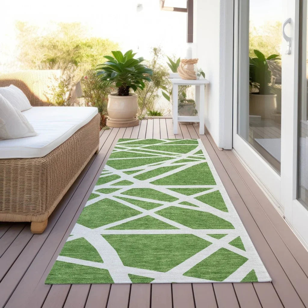 Zephina Green Washable Indoor-Outdoor Rug-Outdoor Rugs-LOOMLAN Rugs-LOOMLAN