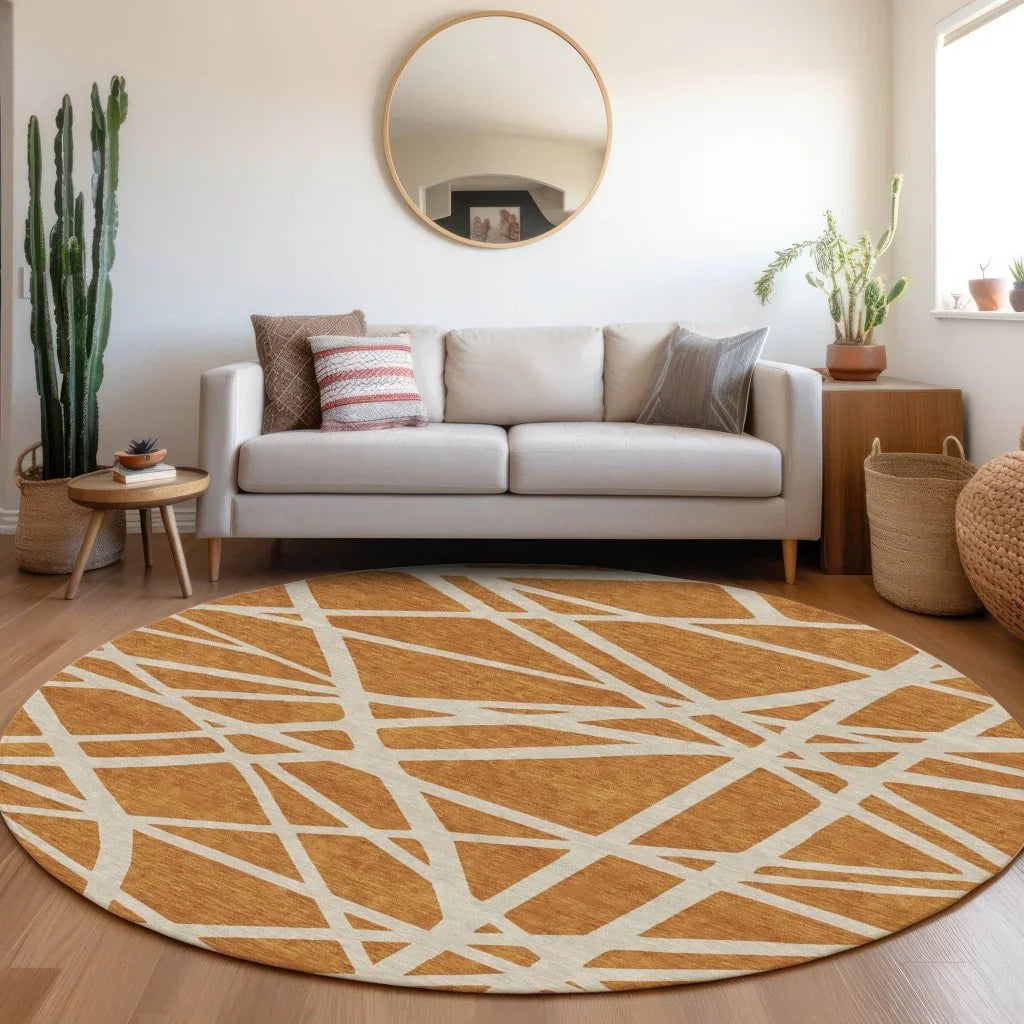 Zephina Orange Washable Indoor-Outdoor Rug-Outdoor Rugs-LOOMLAN Rugs-LOOMLAN