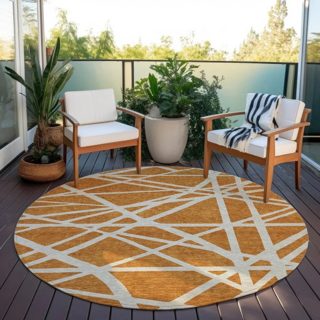 Zephina Orange Washable Indoor-Outdoor Rug-Outdoor Rugs-LOOMLAN Rugs-LOOMLAN