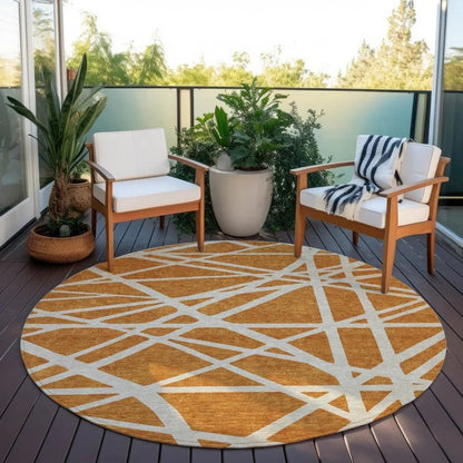 Zephina Orange Washable Indoor-Outdoor Rug-Outdoor Rugs-LOOMLAN Rugs-LOOMLAN