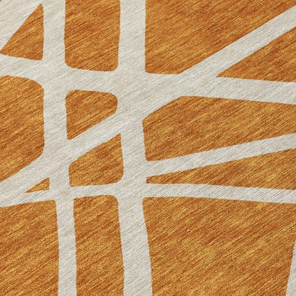 Zephina Orange Washable Indoor-Outdoor Rug-Outdoor Rugs-LOOMLAN Rugs-LOOMLAN