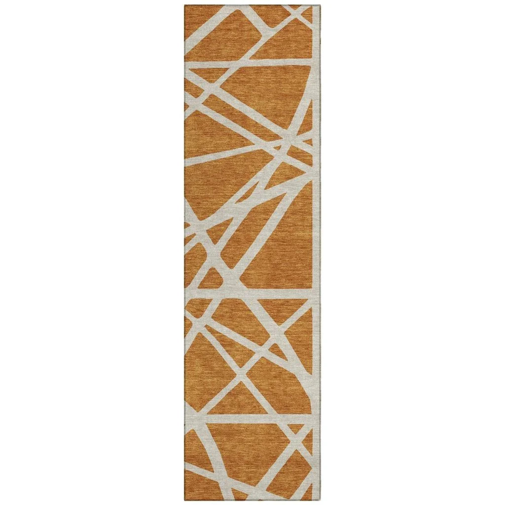 Zephina Orange Washable Indoor-Outdoor Rug-Outdoor Rugs-LOOMLAN Rugs-2'3" x 7'6"-LOOMLAN
