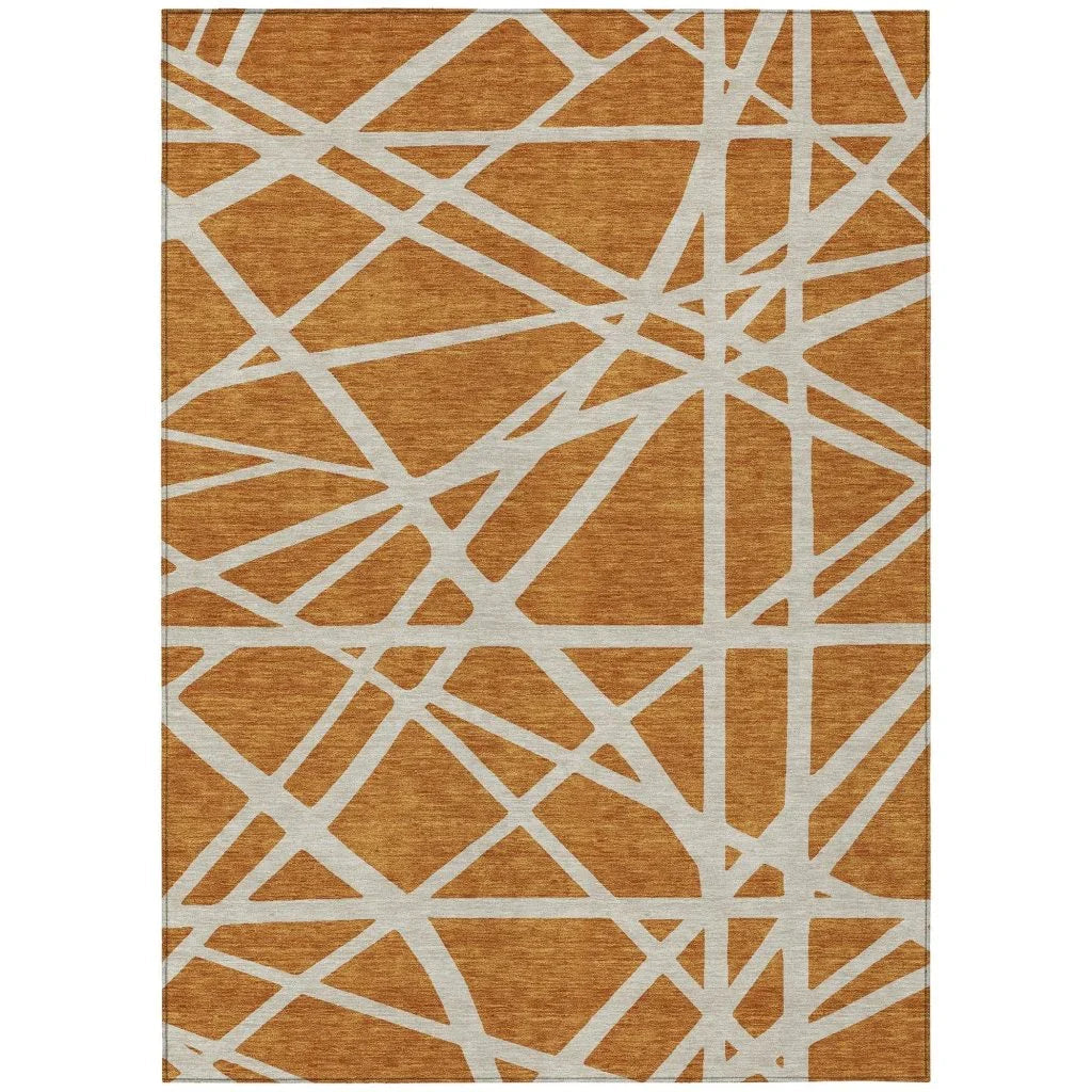 Zephina Orange Washable Indoor-Outdoor Rug-Outdoor Rugs-LOOMLAN Rugs-2'6" x 3'10"-LOOMLAN