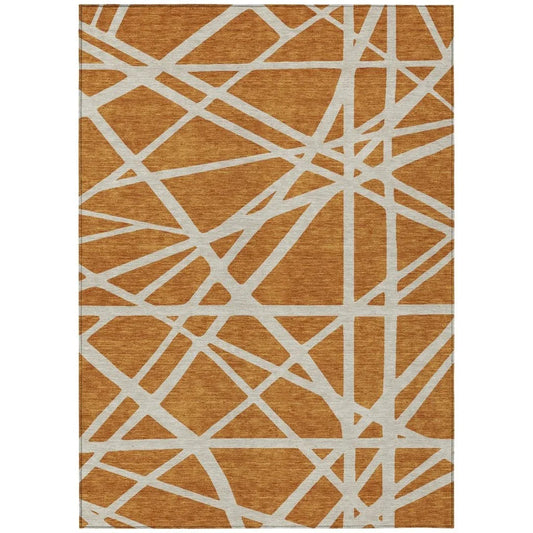 Zephina Orange Washable Indoor-Outdoor Rug-Outdoor Rugs-LOOMLAN Rugs-2'6" x 3'10"-LOOMLAN