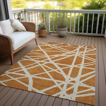 Zephina Orange Washable Indoor-Outdoor Rug-Outdoor Rugs-LOOMLAN Rugs-LOOMLAN