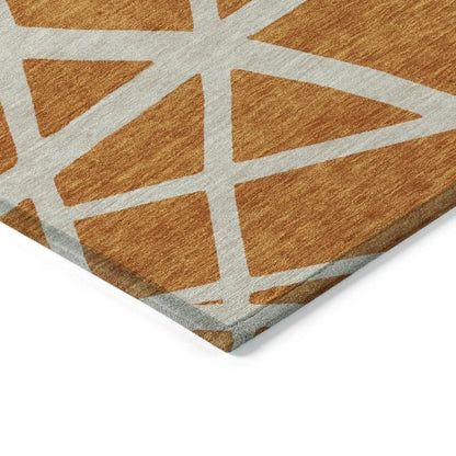 Zephina Orange Washable Indoor-Outdoor Rug-Outdoor Rugs-LOOMLAN Rugs-LOOMLAN