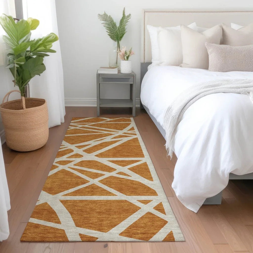 Zephina Orange Washable Indoor-Outdoor Rug-Outdoor Rugs-LOOMLAN Rugs-LOOMLAN