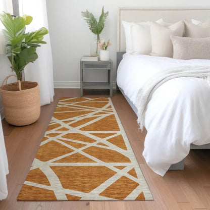 Zephina Orange Washable Indoor-Outdoor Rug-Outdoor Rugs-LOOMLAN Rugs-LOOMLAN