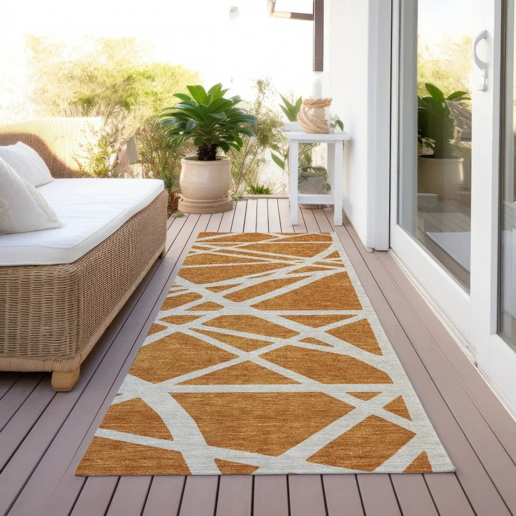 Zephina Orange Washable Indoor-Outdoor Rug-Outdoor Rugs-LOOMLAN Rugs-LOOMLAN