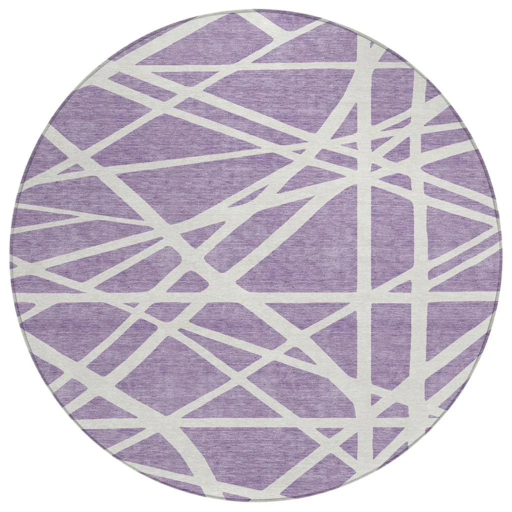 Zephina Purple Washable Indoor-Outdoor Rug-Outdoor Rugs-LOOMLAN Rugs-8' x 8'-LOOMLAN