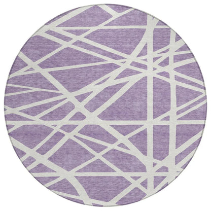 Zephina Purple Washable Indoor-Outdoor Rug-Outdoor Rugs-LOOMLAN Rugs-8' x 8'-LOOMLAN