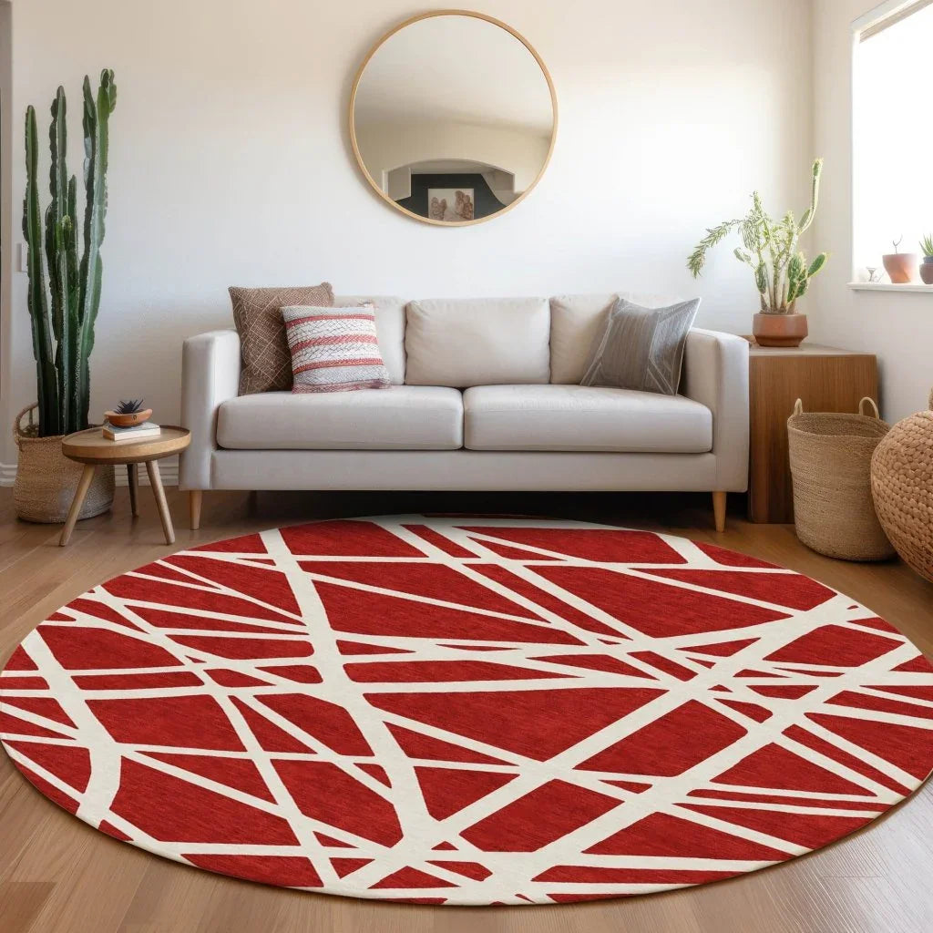 Zephina Red Washable Indoor-Outdoor Rug-Outdoor Rugs-LOOMLAN Rugs-LOOMLAN