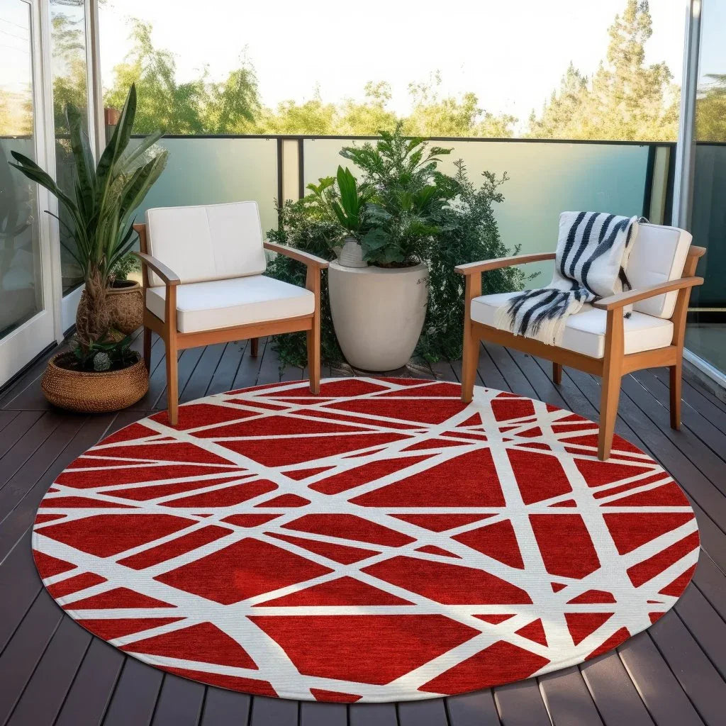 Zephina Red Washable Indoor-Outdoor Rug-Outdoor Rugs-LOOMLAN Rugs-LOOMLAN