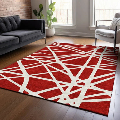 Zephina Red Washable Indoor-Outdoor Rug-Outdoor Rugs-LOOMLAN Rugs-LOOMLAN