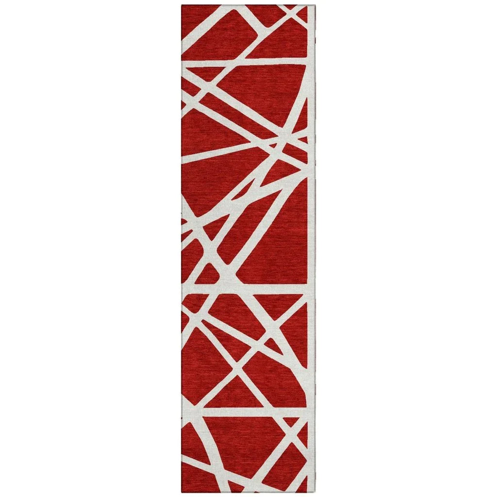 Zephina Red Washable Indoor-Outdoor Rug-Outdoor Rugs-LOOMLAN Rugs-2'3" x 7'6"-LOOMLAN