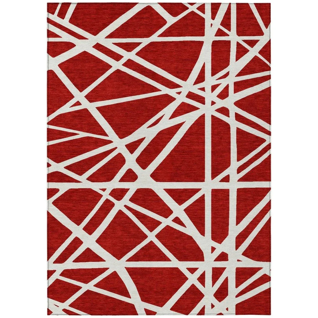 Zephina Red Washable Indoor-Outdoor Rug-Outdoor Rugs-LOOMLAN Rugs-2'6" x 3'10"-LOOMLAN