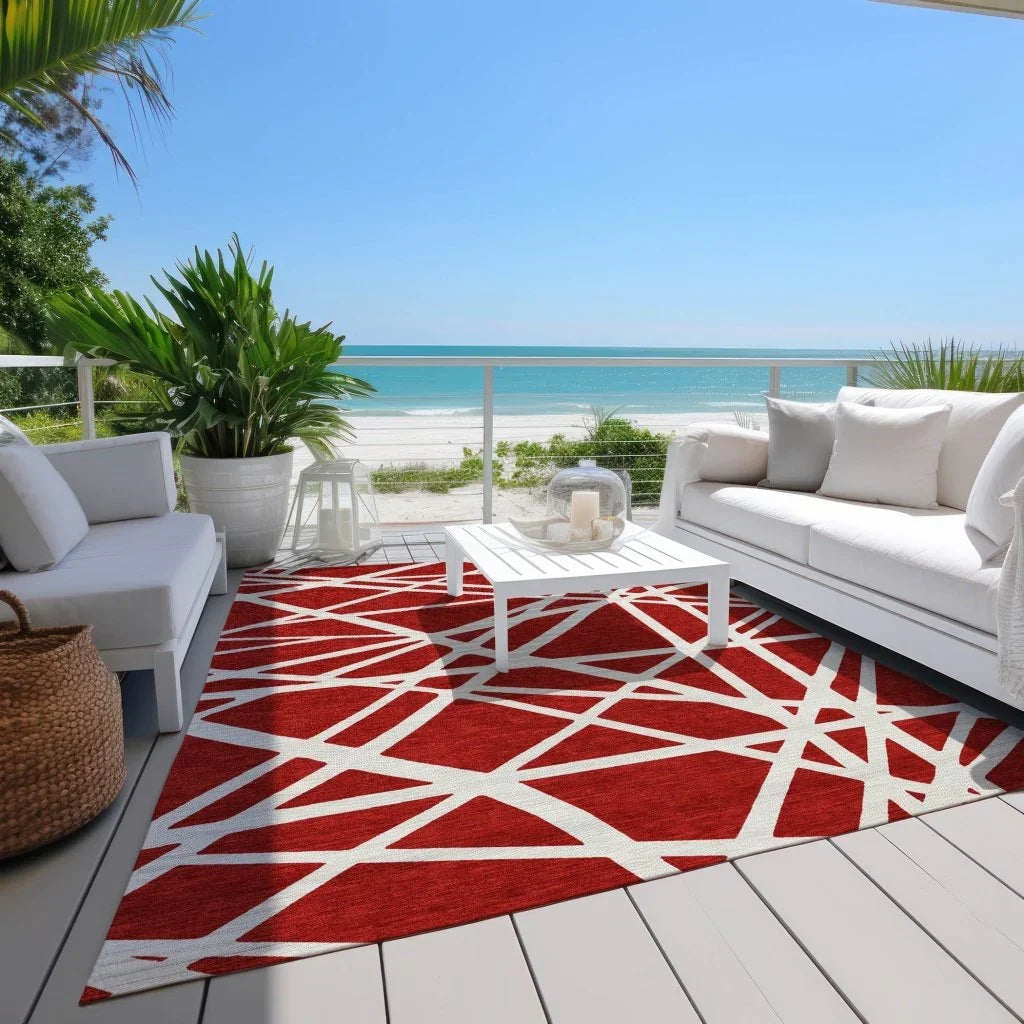 Zephina Red Washable Indoor-Outdoor Rug-Outdoor Rugs-LOOMLAN Rugs-LOOMLAN