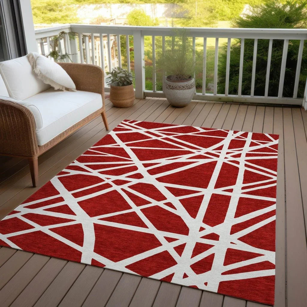 Zephina Red Washable Indoor-Outdoor Rug-Outdoor Rugs-LOOMLAN Rugs-LOOMLAN
