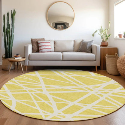 Zephina Yellow Washable Indoor-Outdoor Rug-Outdoor Rugs-LOOMLAN Rugs-LOOMLAN