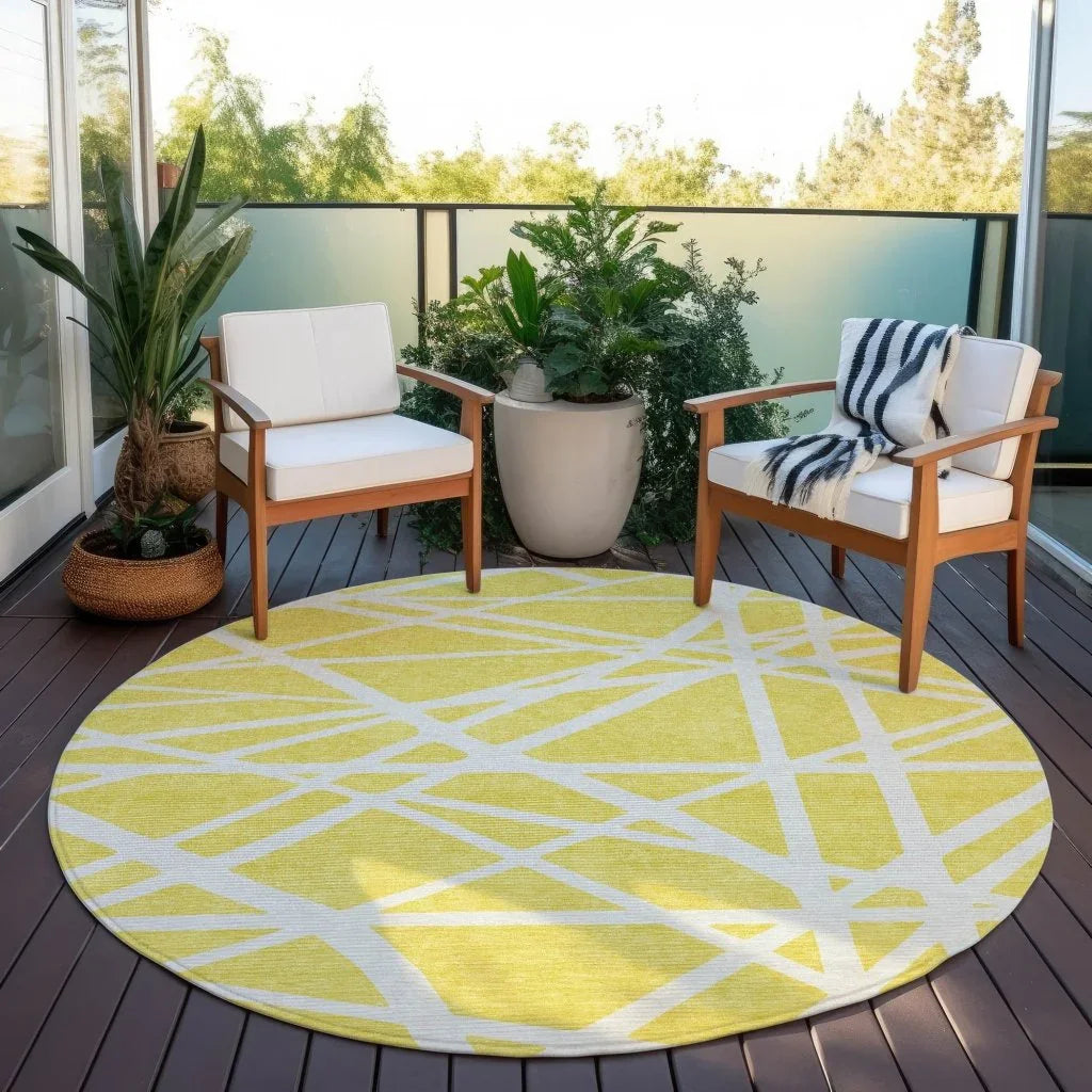Zephina Yellow Washable Indoor-Outdoor Rug-Outdoor Rugs-LOOMLAN Rugs-LOOMLAN