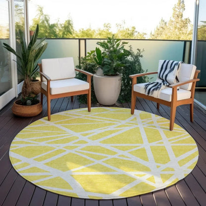 Zephina Yellow Washable Indoor-Outdoor Rug-Outdoor Rugs-LOOMLAN Rugs-LOOMLAN