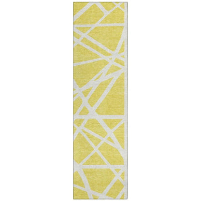 Zephina Yellow Washable Indoor-Outdoor Rug-Outdoor Rugs-LOOMLAN Rugs-2'3" x 7'6"-LOOMLAN