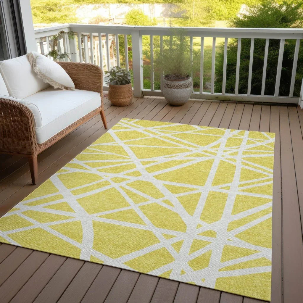 Zephina Yellow Washable Indoor-Outdoor Rug-Outdoor Rugs-LOOMLAN Rugs-LOOMLAN