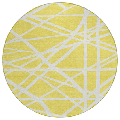Zephina Yellow Washable Indoor-Outdoor Rug-Outdoor Rugs-LOOMLAN Rugs-8' x 8'-LOOMLAN