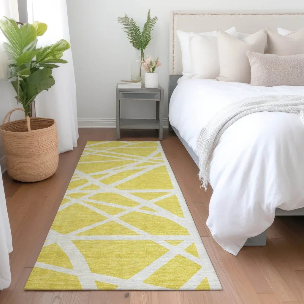 Zephina Yellow Washable Indoor-Outdoor Rug-Outdoor Rugs-LOOMLAN Rugs-LOOMLAN