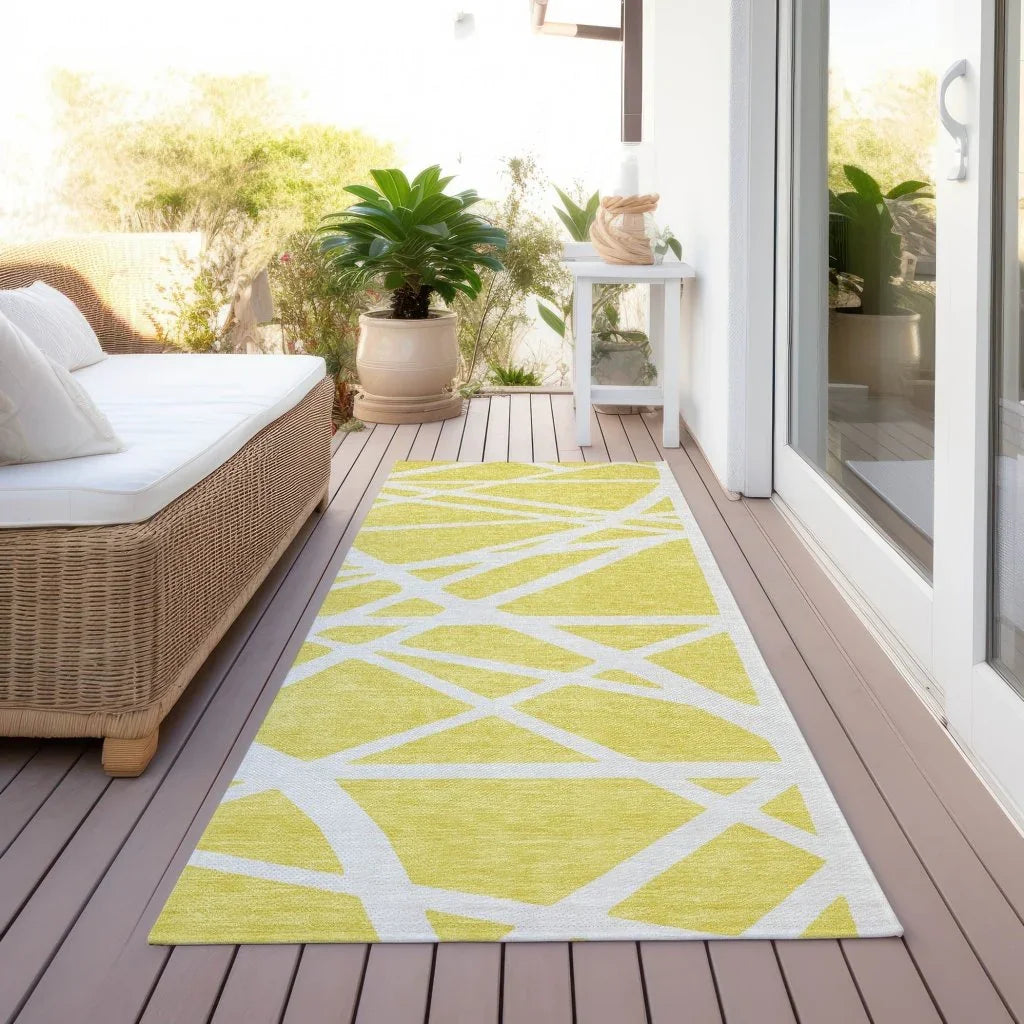 Zephina Yellow Washable Indoor-Outdoor Rug-Outdoor Rugs-LOOMLAN Rugs-LOOMLAN