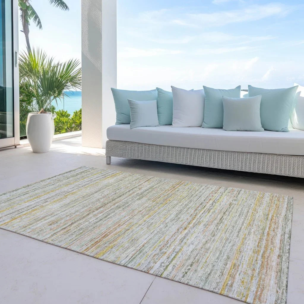 Zephyna Green Washable Indoor - Outdoor Rug - LOOMLAN - LOOMLAN Rugs - Outdoor Rugs