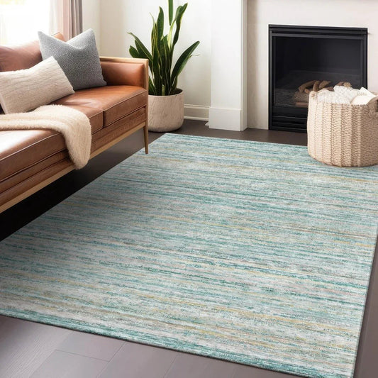 Zephyna Teal Washable Indoor - Outdoor Rug - LOOMLAN - LOOMLAN Rugs - Outdoor Rugs