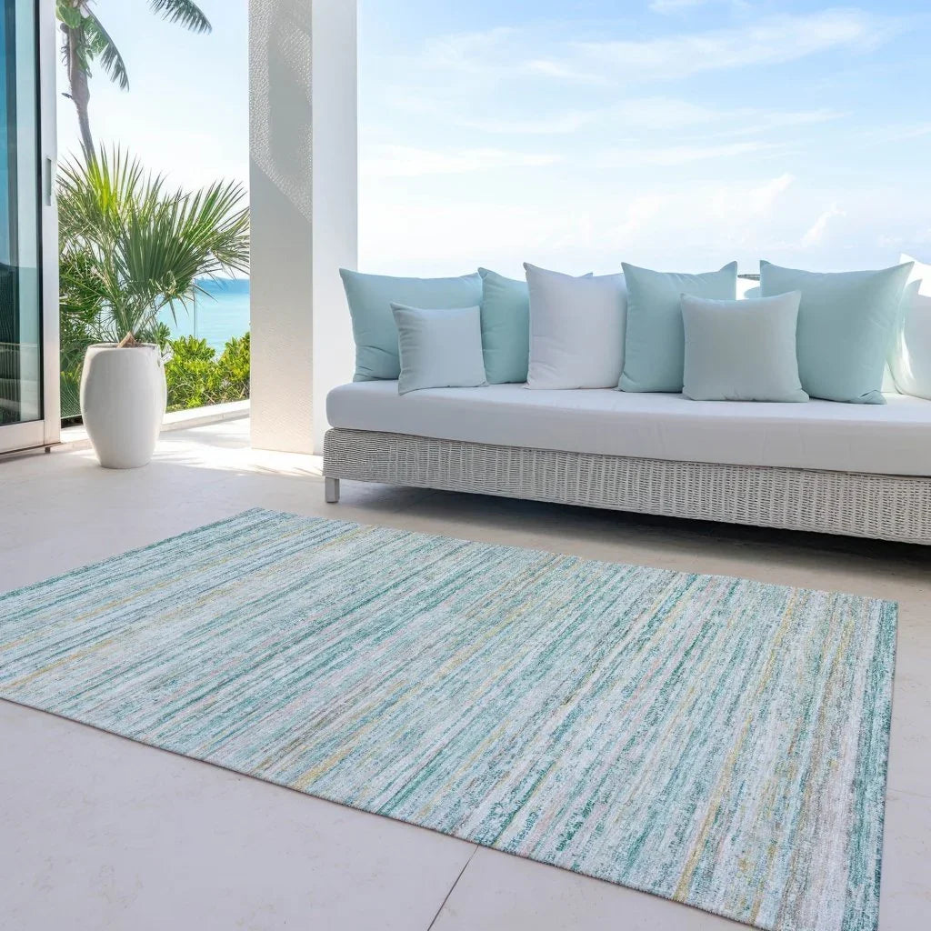 Zephyna Teal Washable Indoor - Outdoor Rug - LOOMLAN - LOOMLAN Rugs - Outdoor Rugs